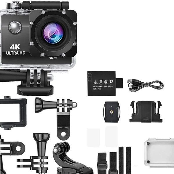 4K Action Camera with Dual 2-Inch LCD Screen – 16MP, 170° Wide-Angle Lens, 4X Zoom, Waterproof for Sports, Water Sports, Remote Control, 30M Underwater Visit the Drumstone Store