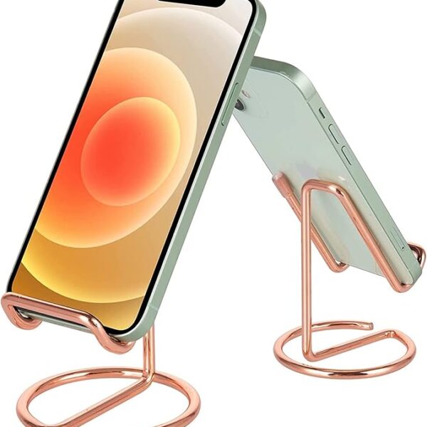 Cell Phone Stand for Desk, Cute Metal Cell Phone Stand Holder Desk Accessories, Compatible with All Mobile Phones, iPhone, Switch, iPad (rose gold)