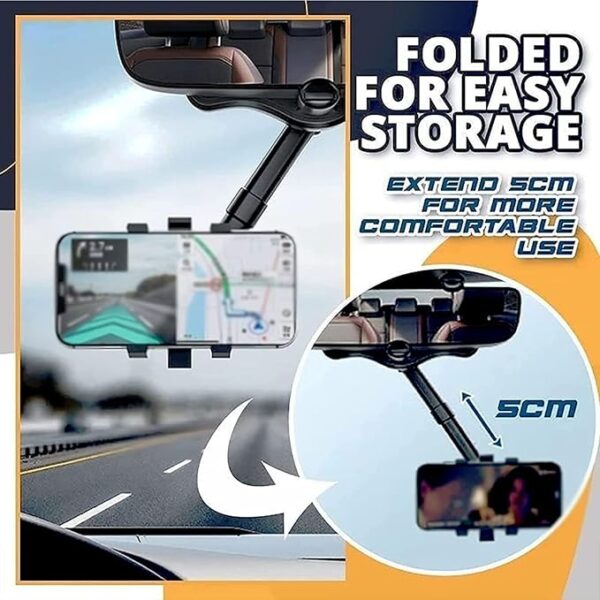 Rotatable and Retractable Car Phone Holder -【New Version】 Multifunctional Car Rearview Mirror Phone Holder,360 Degree Rotatable Rear View Mirror Phone Mount,for All Mobile Phones